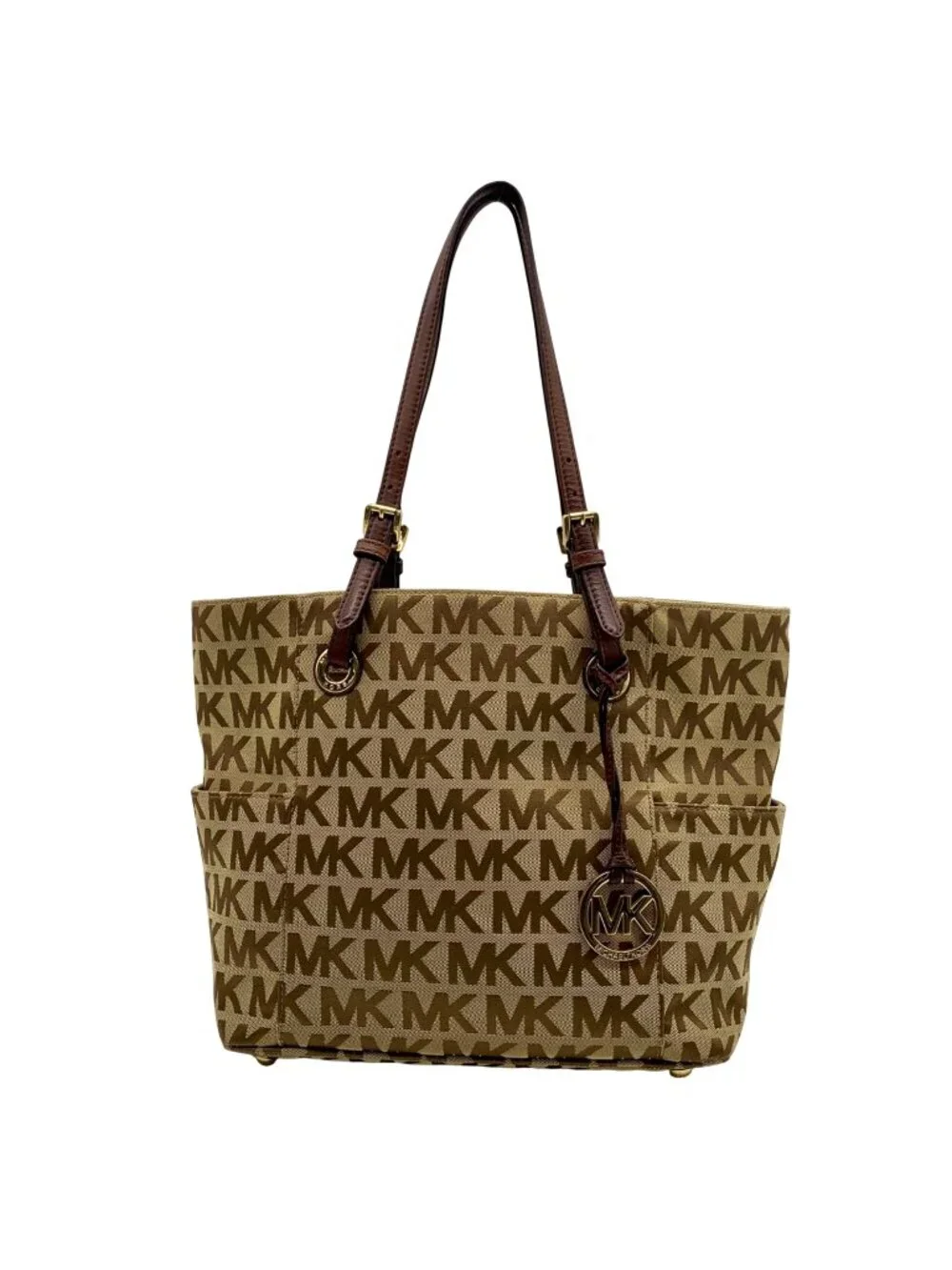 Michael Kors Beige Jet Set Signature Jacquard Tote Bag